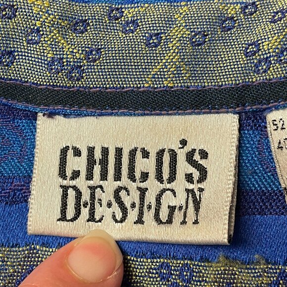 Vintage Chico's Womens ARTSY Woven Jacket Sz 2 L Blue Purple WESTERN Vibes - Picture 10 of 14